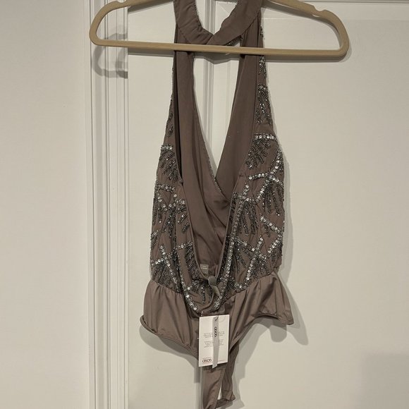 NWT ASOS Embellished Halter Bodysuit - Picture 6 of 8